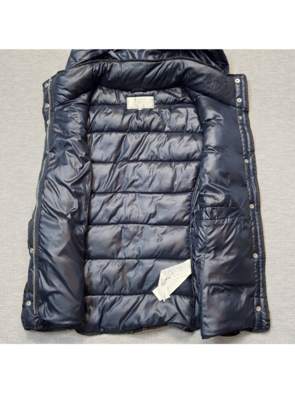 Zara Trafaluc Hooded Puffer Vest Womens Size S Blue Snap Zip Pockets Black Trim - Picture 6 of 16